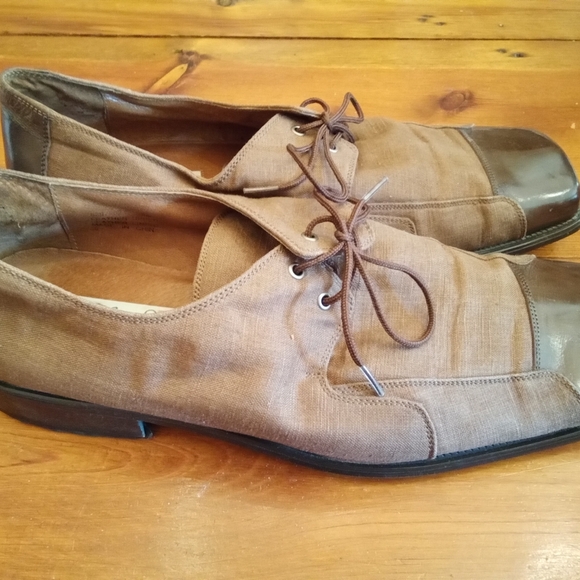 Fratelli Brown Leather and Fabric Oxfords